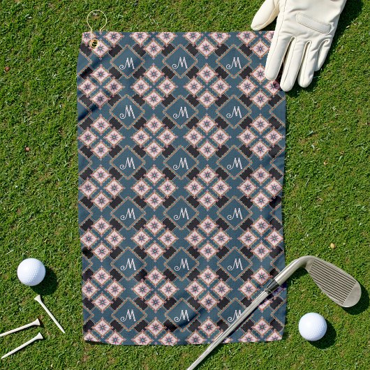Modernes Muster für geometrische, florale Monogram Golfhandtuch