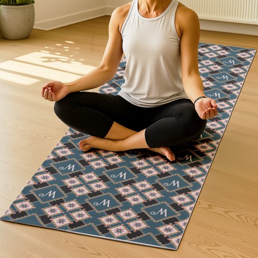 Modernes Muster für geometrische, florale Monogram Yogamatte