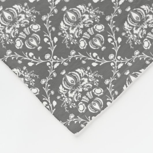 Modernes Muster für Graphit Damask Fleece Blanket (Ecke)