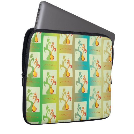 Modernes Muster für grüne, gelbe und blaue Tulip Laptopschutzhülle (Vorne Rechts)
