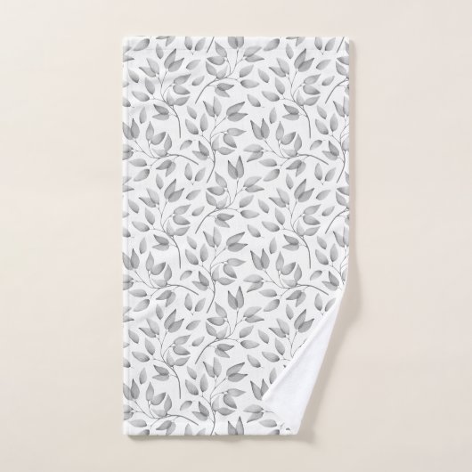 Modernes Muster für hellgraue und weiße Blätter Badhandtuch Set (Handtuch)