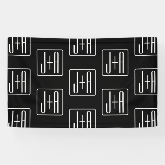 Modernes Muster für Hochzeitstile | Schwarz und We Banner (Horizontal)