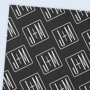 Modernes Muster für Hochzeitstile   Schwarz und We Seidenpapier