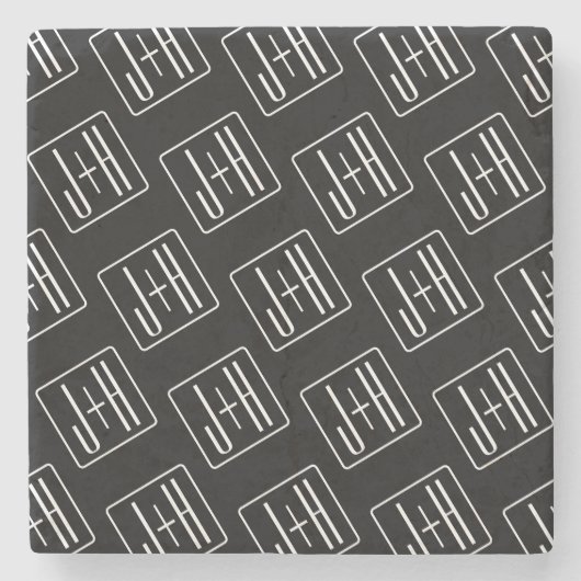 Modernes Muster für Hochzeitstile | Schwarz und We Steinuntersetzer (Vorderseite)