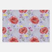 Modernes Muster für Lila und rote Wildblume Geschenkpapier Set (Vorderseite)