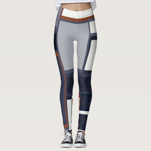 Modernes Muster für Marine und Rost Mitte des Jahr Leggings (Vorderseite)