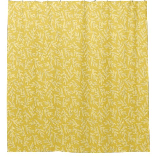 Modernes Muster für Mustard Yellow Floral-Blätter Duschvorhang (Vorderseite)