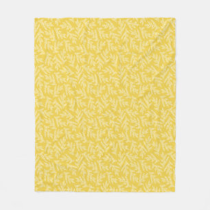 Modernes Muster für Mustard Yellow Floral-Blätter Fleecedecke