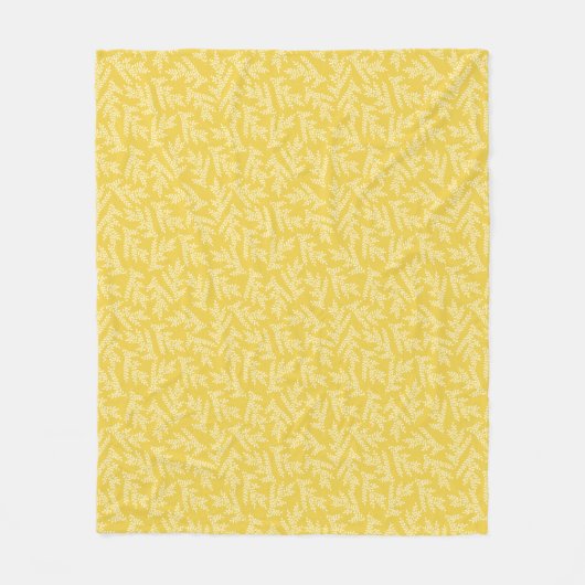 Modernes Muster für Mustard Yellow Floral-Blätter Fleecedecke (Vorderseite)