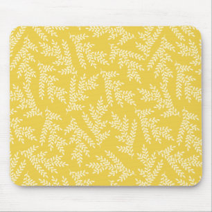 Modernes Muster für Mustard Yellow Floral-Blätter Mousepad