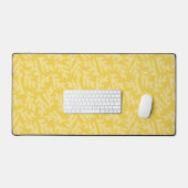 Modernes Muster für Mustard Yellow Floral-Blätter Schreibtischunterlage (Tastatur & Maus)
