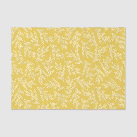 Modernes Muster für Mustard Yellow Floral-Blätter Seidenpapier (Vorderseite)