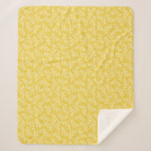 Modernes Muster für Mustard Yellow Floral-Blätter Sherpadecke (Vorderseite)