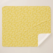 Modernes Muster für Mustard Yellow Floral-Blätter Sherpadecke (Vorderseite (Horizontal))