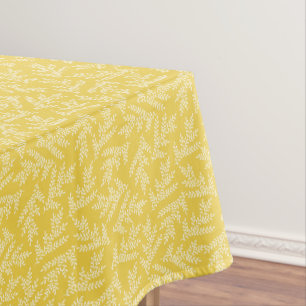 Modernes Muster für Mustard Yellow Floral-Blätter Tischdecke
