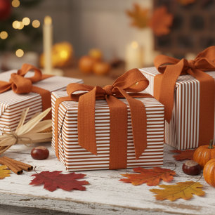 Modernes Muster für Orange und Weiße Streifen Geschenkpapier