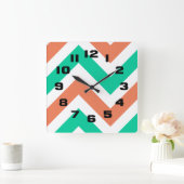 Modernes Muster für Zickzack Streifen im Sommer Quadratische Wanduhr (Zuhause)
