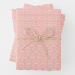 Modernes Muster geometrischer Blume in Rosa Geschenkpapier Set