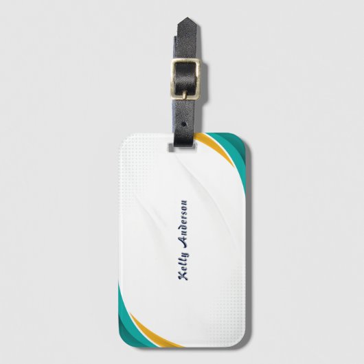 Modernes Muster in Grün und Gelb mit individuellem Gepäckanhänger (Vorderseite Vertikal)