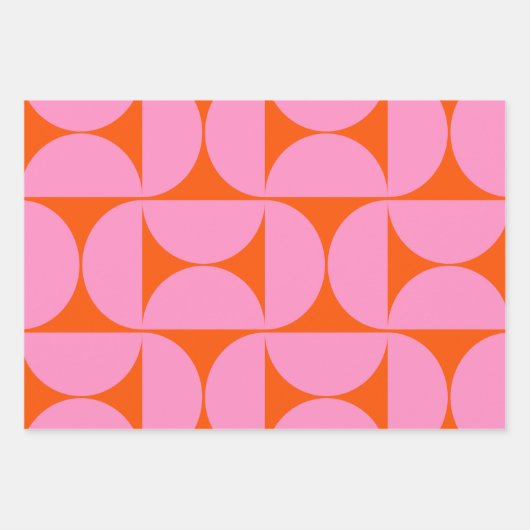 Modernes Muster in pink und orange Geschenkpapier Set (Vorderseite 2)