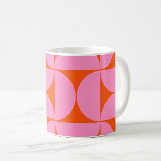 Modernes Muster in pink und orange Kaffeetasse (VorderseiteRechts)