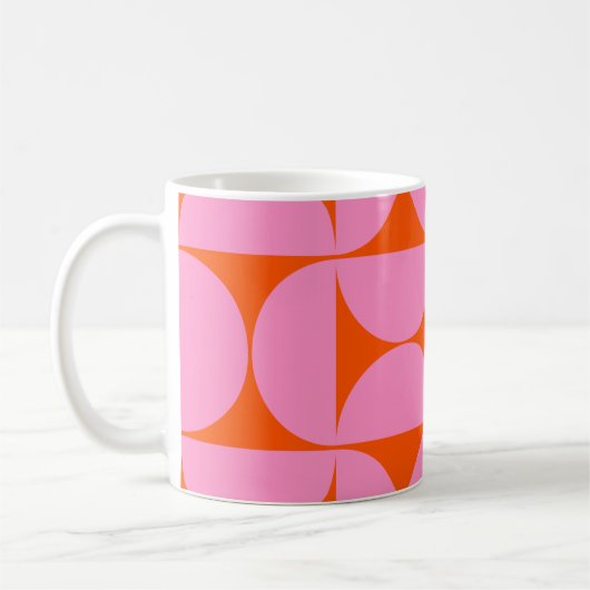 Modernes Muster in pink und orange Kaffeetasse (Links)