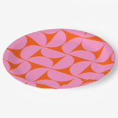 Modernes Muster in pink und orange Pappteller (Schrägansicht)