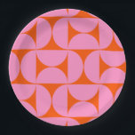 Modernes Muster in pink und orange Pappteller<br><div class="desc">Retro Mid Century Modernes Muster - Abstrakte geometrische Formen - Niedliches und Minimalistisches Muster in Rosa und Orange.</div>