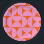 Modernes Muster in pink und orange Pappteller<br><div class="desc">Retro Mid Century Modernes Muster - Abstrakte geometrische Formen - Niedliches und Minimalistisches Muster in Rosa und Orange.</div>