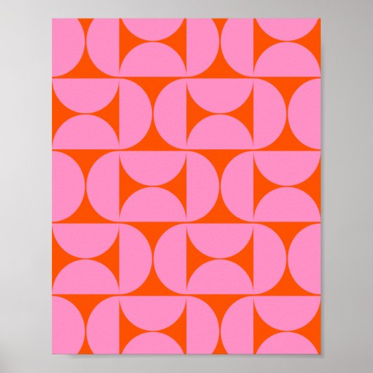 Modernes Muster in pink und orange Poster (Vorne)
