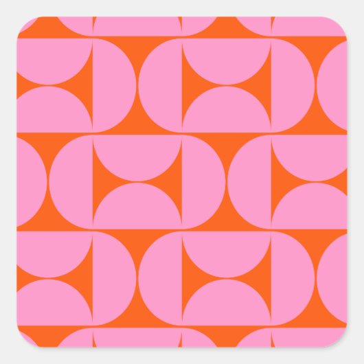 Modernes Muster in pink und orange Quadratischer Aufkleber (Vorderseite)