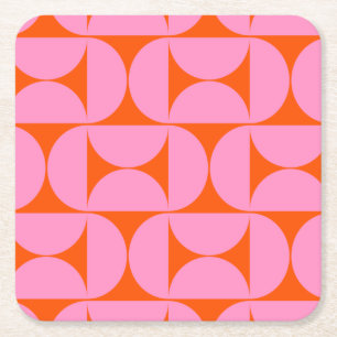 Modernes Muster in pink und orange Rechteckiger Pappuntersetzer