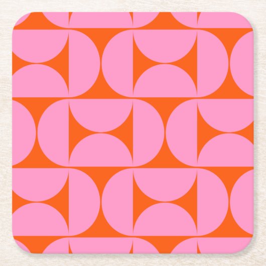 Modernes Muster in pink und orange Rechteckiger Pappuntersetzer (Vorderseite)