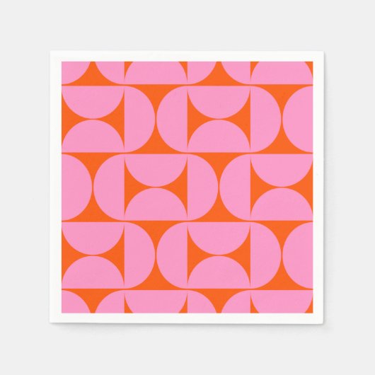 Modernes Muster in pink und orange Serviette (Vorderseite)