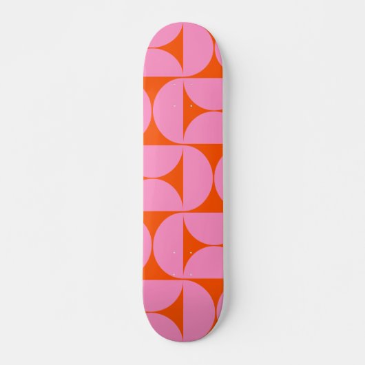 Modernes Muster in pink und orange Skateboard (Vorne)