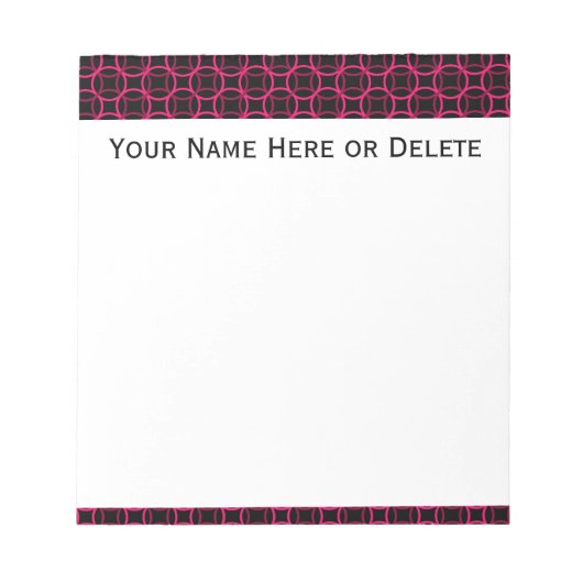 Modernes Muster in Rosa und Schwarz Notizblock (Vorderseite)