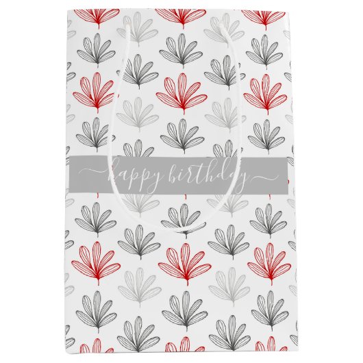 Modernes Muster in Rot und Grau Mittlere Geschenktüte (Vorderseite)