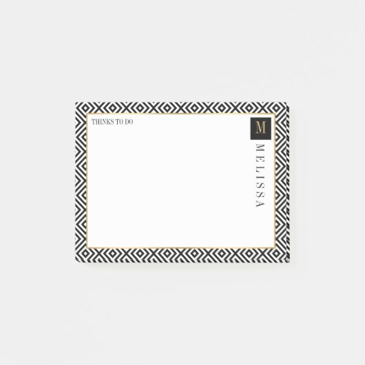 Modernes Muster in Schwarz und Weiß Post-it Klebezettel (Vorderseite)