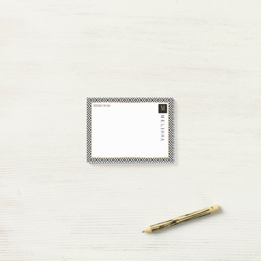 Modernes Muster in Schwarz und Weiß Post-it Klebezettel (Auf Schreibtisch)