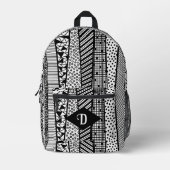 Modernes Muster in Schwarzweiß, Monogramm Bedruckter Rucksack (Vorderseite)