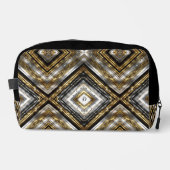 Modernes Muster in Silber, Gold und Schwarz, Monog Waschbeutel (Vorderseite)