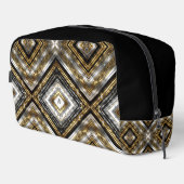Modernes Muster in Silber, Gold und Schwarz, Monog Waschbeutel (Rechte Ecke)