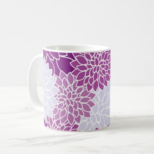 Modernes Muster Lila Blume Kaffeetasse (Vorderseite Links)