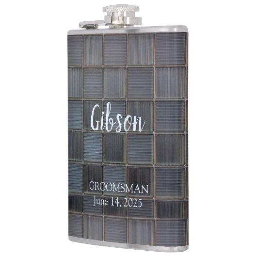 Modernes Muster Mit Monogramm Flachmann (Links)