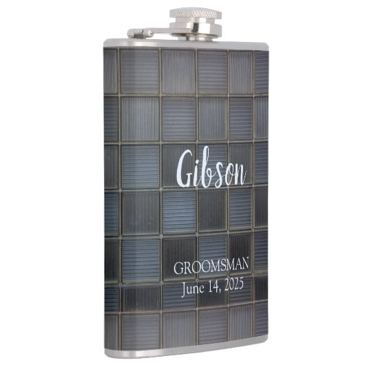 Modernes Muster Mit Monogramm Flachmann (Rechts)