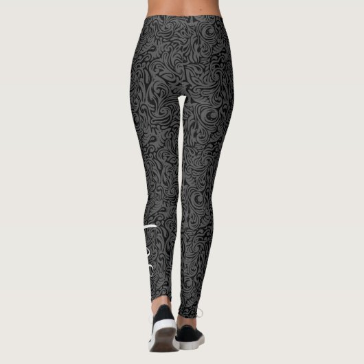 Modernes Muster mit Skriptname schwarz Leggings (Rückseite)