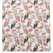 Modernes Muster mit tropischen Vögeln Duschvorhang (Vorderseite)