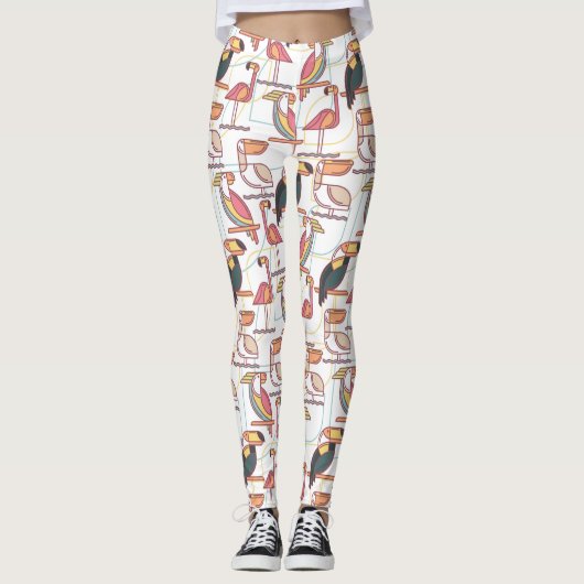 Modernes Muster mit tropischen Vögeln Leggings (Vorderseite)
