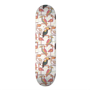 Modernes Muster mit tropischen Vögeln Skateboard