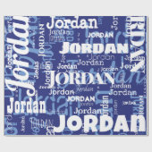 Modernes Muster mit wiederholtem Namen Blau-Weißer Geschenkpapier (Flach)